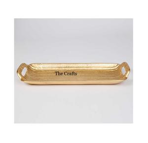 Ensemble de plateaux de service en fer et en bois de deux tailles différentes Vaisselle de service Plateau de nourriture de qualité exclusive - Product Image 2