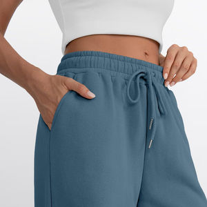 Fournisseur direct d'usine, pantalon de survêtement décontracté d'hiver pour femmes, couleur unie, pantalon à jambes larges, 100% coton, streetwear - Product Image 6