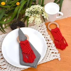 Servilletero de macramé hecho a mano organizador de mesa decorativo tejido de algodón bohemio para Comedor Cocina decoración del hogar acento - Product Image 3