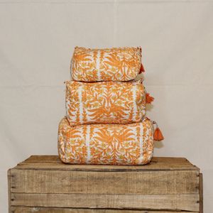 Lot de 3 pochettes de rangement matelassées en coton imprimé écologique pour maquillage et cosmétiques – Vente en gros - Product Image 3