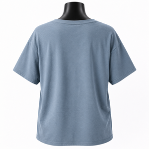 เสื้อยืดคอกว้างสีฟ้าอ่อนพิมพ์ลายกราฟิกตา  ทรงโอเวอร์ไซส์ ผ้าฝ้าย สตรีทแวร์ลำลอง ใส่สบายสำหรับผู้หญิง - Product Image 2