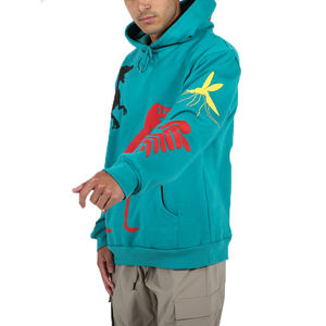 Sudadera corta con capucha para hombre, fabricante oem, 100% algodón, con borde cortado, dobladillo sin procesar, Impresión de farol, personalizada - Product Image 6