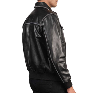 Chaqueta de cuero personalizada de alta calidad para hombre, chaqueta de invierno transpirable de cuero genuino con capucha frontal de diseño Vintage para venta al por mayor - Product Image 6