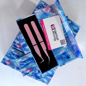High Quality GETUP BROSONS IMPEX Eyelash Extension Tweezers <b>Pink</b> Powder Coated Stainless Steel Silver Tip Beauty <b>Tool</b> - Product Image 5