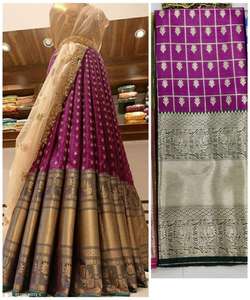 Diseñador Kanjivaram seda Impresión digital trabajo lehenga choli con banarasi dupatta ropa de boda precio al por mayor Ropa Étnica - Product Image 2