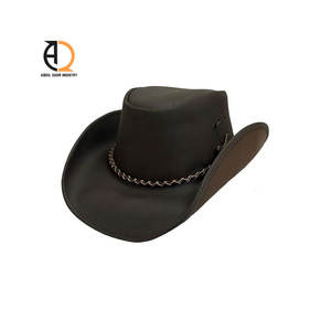 Chapeau de cowboy en cuir véritable de style occidental, très vendu - Product Image 1