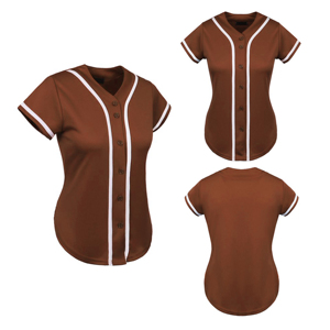 Jersey de béisbol marrón sólido para mujer, ropa de softbol, logotipo bordado personalizado, jersey con botones de poliéster, camisetas de béisbol - Product Image 1