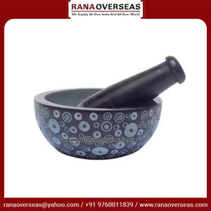 Produit de vente chaude mortier et pilon en stéatite avec motif à pois pour broyer les graines herbes outils de mélange de cuisine à bon prix - Product Image 5