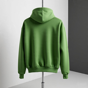 Sweat-shirt à capuche vert pour homme, coupe classique, en coton French Terry, pull décontracté avec poche kangourou, vêtement d'automne - Product Image 3