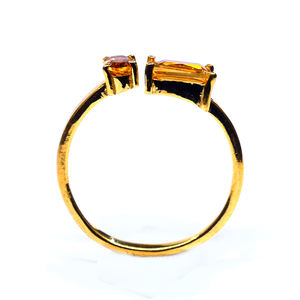 Anillo ajustable de Plata de Ley 925 para mujer, chapado en oro con piedras preciosas de citrino clásicas, uso diario para aniversarios - Product Image 3