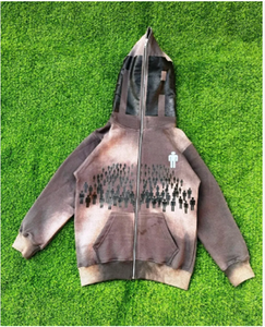 Sudadera con capucha de algodón para hombre de calidad superior personalizada de gran tamaño con cremallera Streetwear estilo Sun fade Effect - Product Image 5