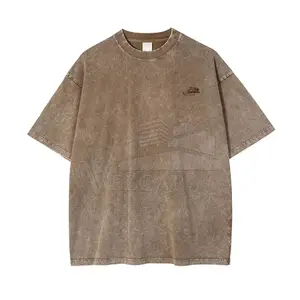 Top Quality Acid Wash Oversized T Shirts In Solid Color Round-Neck Cotton Best Selling Acid Wash Oversized T Shirts