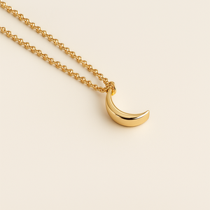 Gold Plated Crescent Moon Necklace with Pearl Diamond Accents Vintage Brass <b>Chain</b> for Women Trendy Gift for Engagement Party - Product Image 5