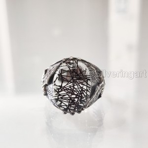 Anillo de Plata de Ley 925 para Hombre al por Mayor con Cuarzo Rutilado Negro Natural, Piedra de Nacimiento, Águila, Joyería Árabe, Regalo de Navidad - Product Image 4