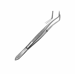 Pince à épiler en acier inoxydable Meriam à pointe coudée dentelée 16cm pince à épiler en coton chirurgical dentaire utilisation chirurgicale - Product Image 2