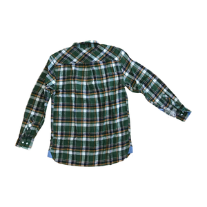 Chemise décontractée pour homme, style vintage, 100 % coton, coupe classique, col montant, respirante, en flanelle teinte en fil à motif à carreaux - Product Image 2