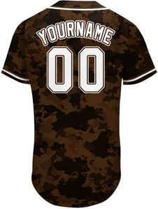 Camiseta de béisbol/softbol de manga corta personalizada de camuflaje, uniforme de equipo con botones, nombre personalizado, número, sublimación, ropa deportiva - Product Image 4