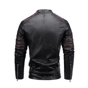 <b>Men's</b> High Street Style Winter Motorcycle Leather <b>Jacket</b> Sheepskin Tactics PU Stand Collar Zipper Autumn Casual Slim <b>Jackets</b> - Product Image 3