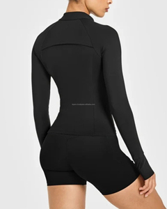 เสื้อแจ็คเก็ตโยคะทรงสลิมฟิตสไตล์ลูลู่สำหรับผู้หญิง ซิปเต็มตัว คอตั้ง มีช่องสำหรับนิ้วโป้ง เหมาะสำหรับวิ่ง ออกกำลังกาย แห้งเร็ว ช่วยกระชับสัดส่วน - Product Image 2