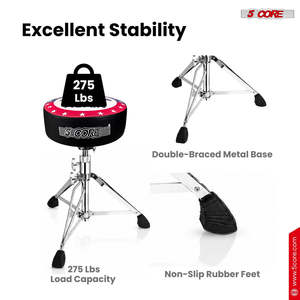 23 Adjustable 5-Core Drum Throne 4 <b>Padded</b> Iron Drummer <b>Stool</b> Seat 'Make America Great Again' Insignia for Musical Instruments - Product Image 5