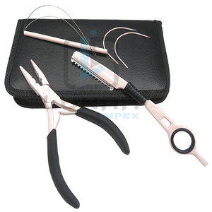 Kit de salon de coiffure de la meilleure qualité avec outils d'extension de cheveux de couleur rose clair avec kit en cuir et étiquetage de marque personnalisé gratuit - Product Image 2