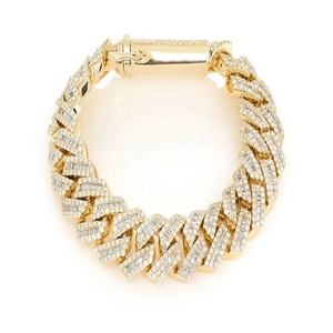 Iced Customized <b>Baguette</b> Moissanite Cuban <b>Bracelets</b> Gold Plated VVS Diamond Hip Hop Miami Style Unisex Wholesale Jewelry - Product Image 1
