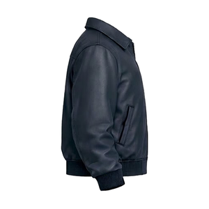 Navy Custom Leather Canvas Winter Racing Jacket Storm Embroidery Biker Bomber <b>Hip</b> Hop Streetwear Men's <b>Padded</b> Letterman - Product Image 5