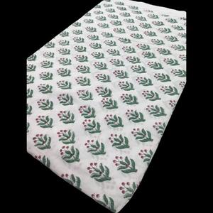 Hand block printed cotton fabric <b>nature</b> inspired leaf & berry cambric cotton textile for dresses skirts scarves <b>curtains</b> 1metre - Product Image 3