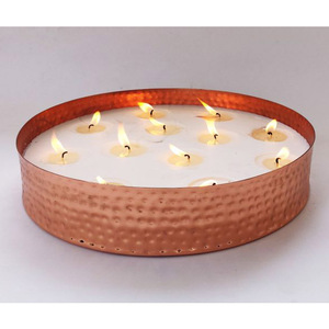 Metal Iron Hammered Design With <b>Lid</b> Wax Candle Holder Votive Candle Jar Gold Finished Candle Container Jar for Table <b>Decorations</b> - Product Image 6