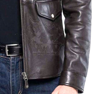 Breathable Eco-Friendly Quick Dry <b>Winter</b> Warm Men's Leather Jacket with Stand Collar Front Logo Cow Skin Casual Style Price - Product Image 5