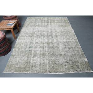 Tapis en Laine Moderne Blanc Vert 5.7X8 pieds Motif Tabriz Vintage Turc pour Entrée Chevet Couloir Rectangulaire Grande Taille Latex - Product Image 1