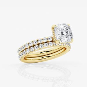 <b>Cushion</b> Cut Diamond Bridal Set <b>Ring</b> For Women - Product Image 2