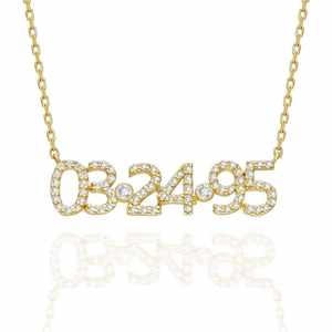 สร้อยคอวินเทจ Luxira Jewels แบบกำหนดเองได้ พร้อมวันที่เกิด เพชรแล็บโกรว์ 14k ทองคำ สร้อยคอพร้อมพิกัดตำแหน่ง ของขวัญพิเศษ เงิน - Product Image 4