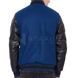 Chaqueta de invierno moderna Varsity Theme Letterman Jacket con puños acanalados y diseño de cuerpo de lana - Product Image 5