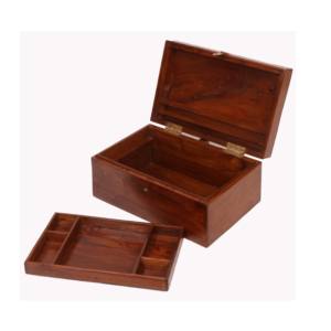 Caja de almacenamiento de madera natural para pendientes y anillos Caja de anillo de compromiso de madera para paquete de regalo de joyería Caja de almacenamiento de madera rectangular - Product Image 1