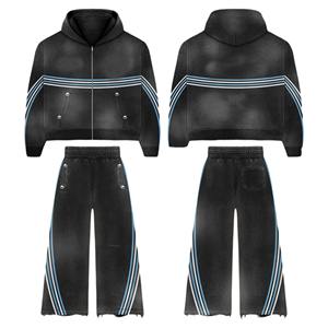 Ensemble survêtement imprimé unisexe toutes saisons Sweat à capuche et pantalon de survêtement polaire Style urbain - Product Image 3