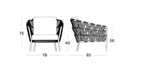 Chaise de jardin d'extérieur en aluminium imperméable avec siège rembourré en corde tressée pour balcon et terrasse - Product Image 6