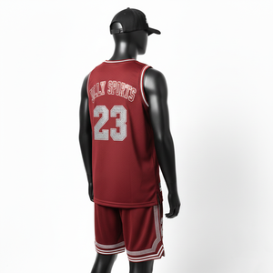 Ensemble short de basket-ball pour homme, polyester premium, maille légère, jersey et short bordeaux avec logo brodé personnalisé. - Product Image 5