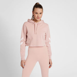 Sudadera con capucha de algodón 100% personalizada para mujer, Jersey informal de gran tamaño con logotipo frontal recortado con capucha para la temporada de invierno - Product Image 1