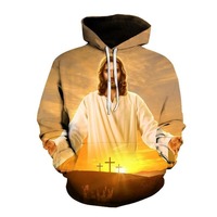 Sudadera con Capucha Personalizada para Hombre, 100% Algodón, Diseño Cristiano Sublimado, Bordado 3D, Logotipo Personalizado, Tallas Grandes, Ropa Urbana Transpirable