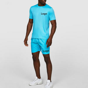Vente en gros Streetwear décontracté pour hommes, sports d'été, survêtement de gymnastique, t-shirt à manches courtes à la mode surdimensionné, ensemble 2 pièces pour hommes - Product Image 1