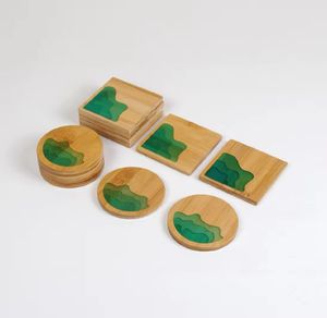 Posavasos de madera de cedro Natural Posavasos de epoxi Posavasos de madera modernos de gran tamaño para juego de bebidas - Product Image 2