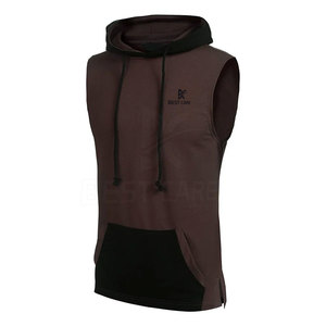 Vente en gros de sweats à capuche sans manches pour hommes gym personnalisée sweat à capuche musclé sans manches pour hommes sweat à capuche gym personnalisé - Product Image 2