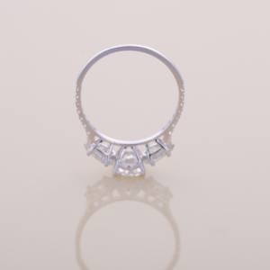 IGI Certified Oval Cut Lab Grown Diamond Three Stone Engagement / Wedding Ring in <b>Solid</b> 925 Sterling <b>Silver</b> - Product Image 5