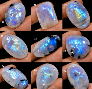 Cabujón de piedra lunar arcoíris Natural para fabricación de joyas, gran oferta, gran calidad, lote Natural, mezcla de formas de gemas, lunas de Fuego Azul - Product Image 4