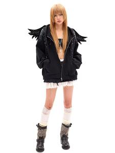 Sudaderas con Capucha de Algodón Negro Personalizadas con Cuernos de Diablo, Sudaderas con Capucha de Felpa con Orejas para Ropa Urbana, Halloween-Cosplay, Fabricante OEM - Product Image 4