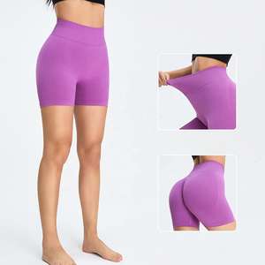 Mid Waist Seamless Compression Scrunch Butt Lift Yoga Shorts Fitness Men Sport Workout Gym Biker Casual 100% Cotton <b>Elastic</b> - Product Image 2