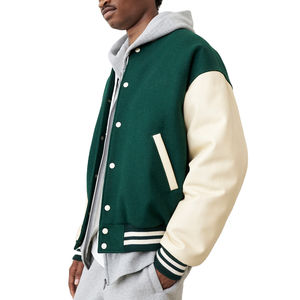 Vestes universitaires pour hommes de grande taille, tendance 2026, style varsity, devant droit, vente en gros, veste varsity vierge, lettres brodées, pour hommes - Product Image 2