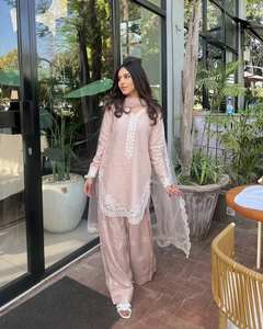 Conjunto Único de Salwar Kameez Pakistaní de Estilo Vintage Bordado en Color Sólido para Bodas y Fiestas, Procedente de la India - Product Image 6