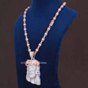 Colgante de cadena de diseño único de Plata de Ley 925 con diamante cultivado en laboratorio VVS Clarity conjunto de collares finos para mujeres - Product Image 1